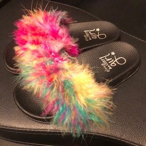 Fluffy Girls Slip Ons.